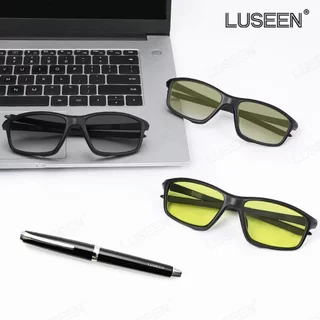 LUSEEN แว่นตาเปลี่ยนสีได้ และกรองรังสี กรอบทรงสี่เหลี่ยม สำหรับผู้หญิงและผู้ชาย AG2281