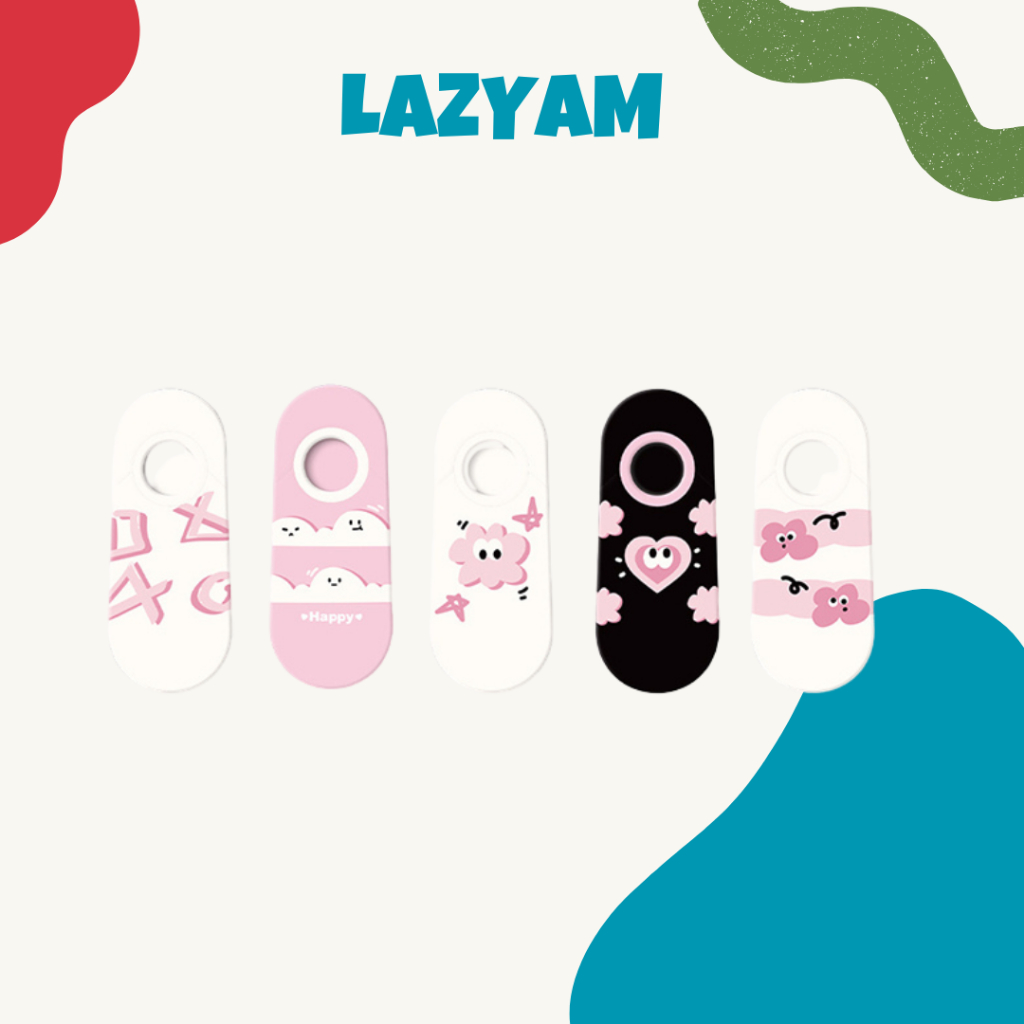 LAZYAM ถุงเท้าข้อเท้าผู้หญิง ลายการ์ตูนน่ารัก บาง ระบายอากาศ ใส่สบาย ไม่มีส้น