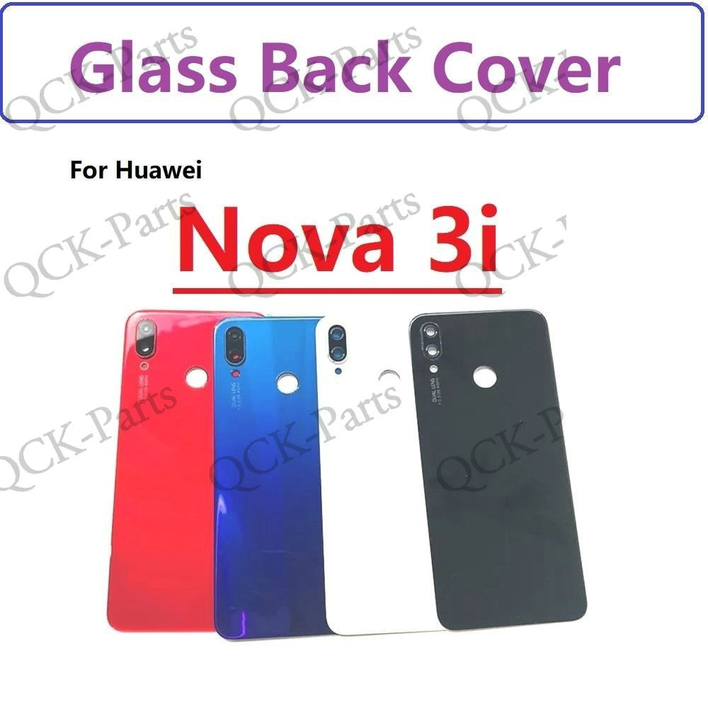 ฝาหลังกระจก สําหรับ Huawei Nova 3i แบตเตอรี่พร้อมแผ่นรองกาวกรอบเคสเลนส์