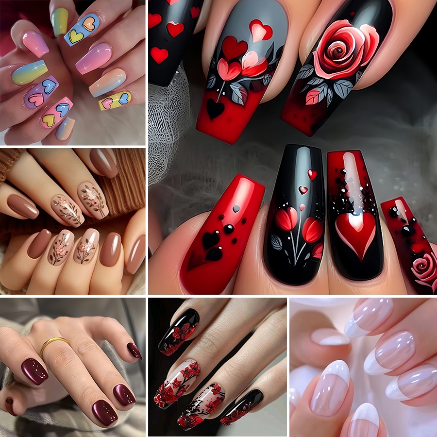 24ชิ้นเล็บปลอมสั้นเล็บปลอมเล็บปลอมเล็บปลอมที่มีการออกแบบทําเล็บมือกดบนเล็บเคลือบเล็บปลอมเล็บปลอมเล็บ