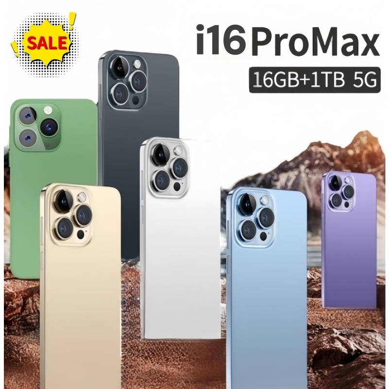 I16 pro max สมาร์ทโฟน 16GB + 512GB รองรับ 2 ซิมการ์ด 5G โทรศัพท์มือถือ 5800mAh รับประกัน 1 ปี
