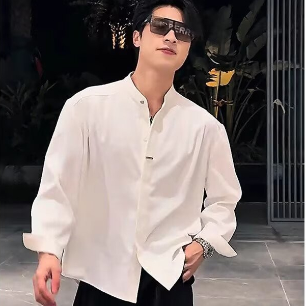 HANLU เสื้อเชิ้ตแขนยาวแฟชั่นสําหรับผู้ชายคุณภาพสูงพร้อมดีไซน์เฉพาะ