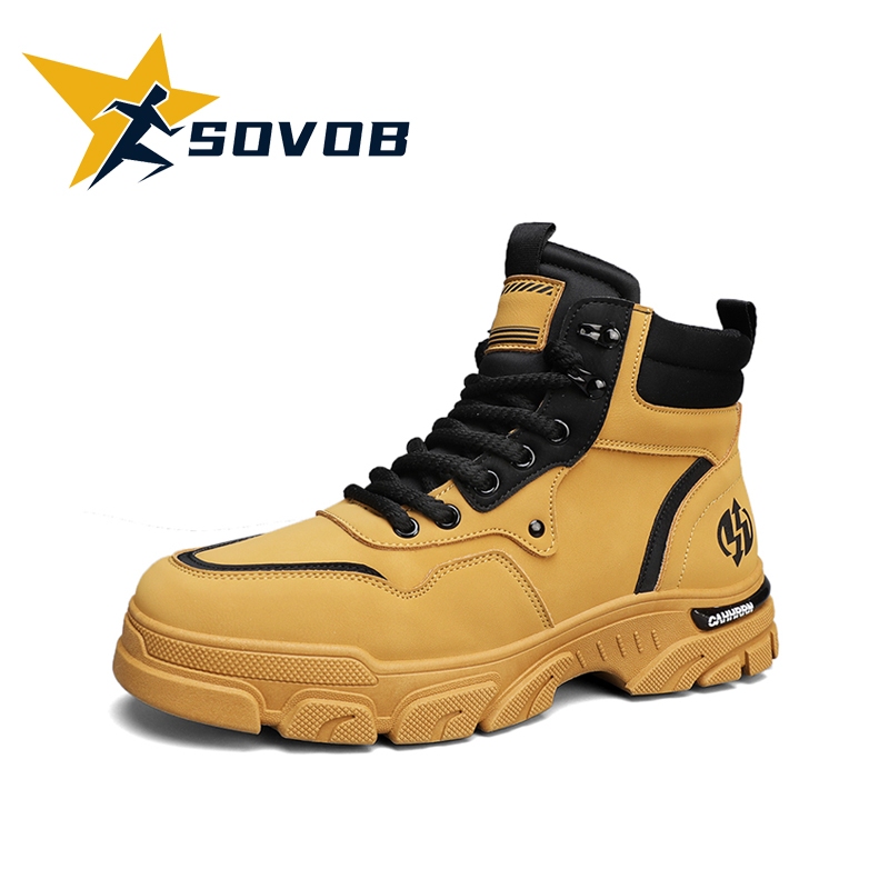 SOVOB รองเท้าบู๊ทผู้ชายสีเหลืองขนาด 39-44