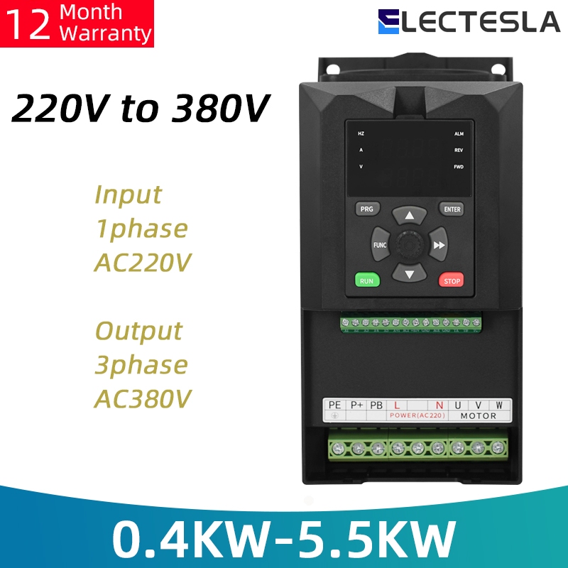 220 ถึง 380V VFD 0.75KW-5.5KW อินพุต 1 เฟส 220V เอาต์พุต 3 เฟส 380V อินเวอร์เตอร์ความถี่ตัวแปร