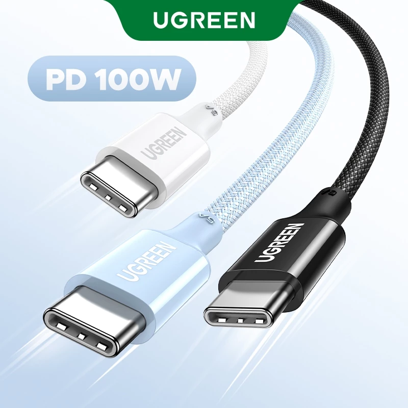 UGREEN PD100W USB-C ถึง USB-C ไนลอนถักสายชาร์จเร็วสําหรับ iPhone 16 17 Pro Max Pro Max 15 Pro Max Samsung S25 Ultra