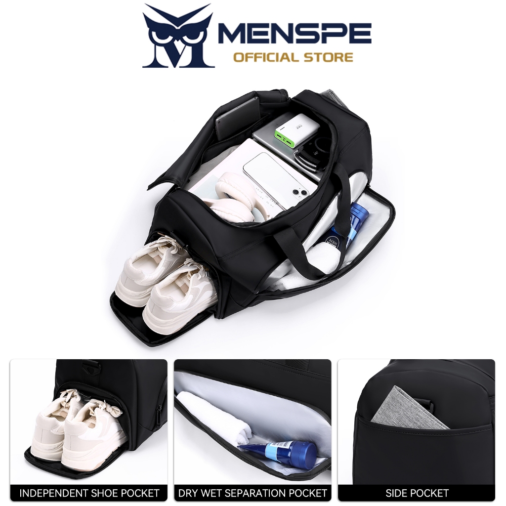 MENSPE ผู้ชายแฟชั่นกีฬากลางแจ้งยิมฟิตเนสกระเป๋า Unisex Travel กระเป๋าถือผู้ชายผู้หญิงแบบพกพาโยคะว่ายน้ําฟิตเนสกระเป๋า