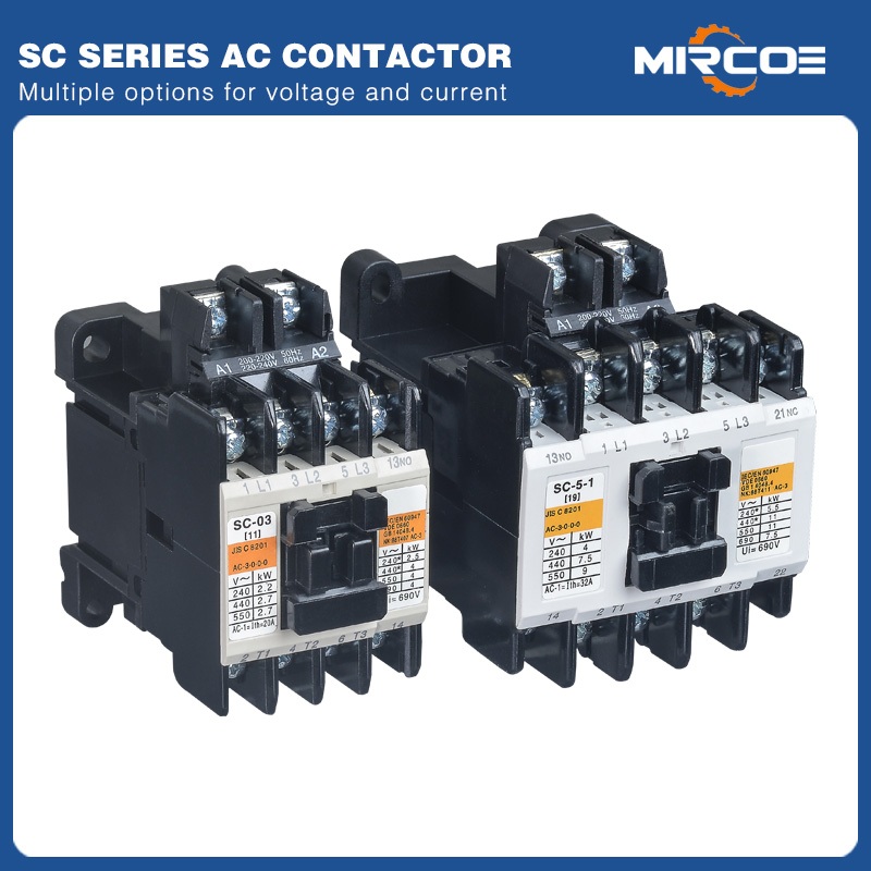 11A ถึง 65A Electric AC Magnetic Contactor SC-0 SC-03 SC-05 SC-5-1 SC-N1 SC-N2 SC-N3 SC-N2S 220V-240