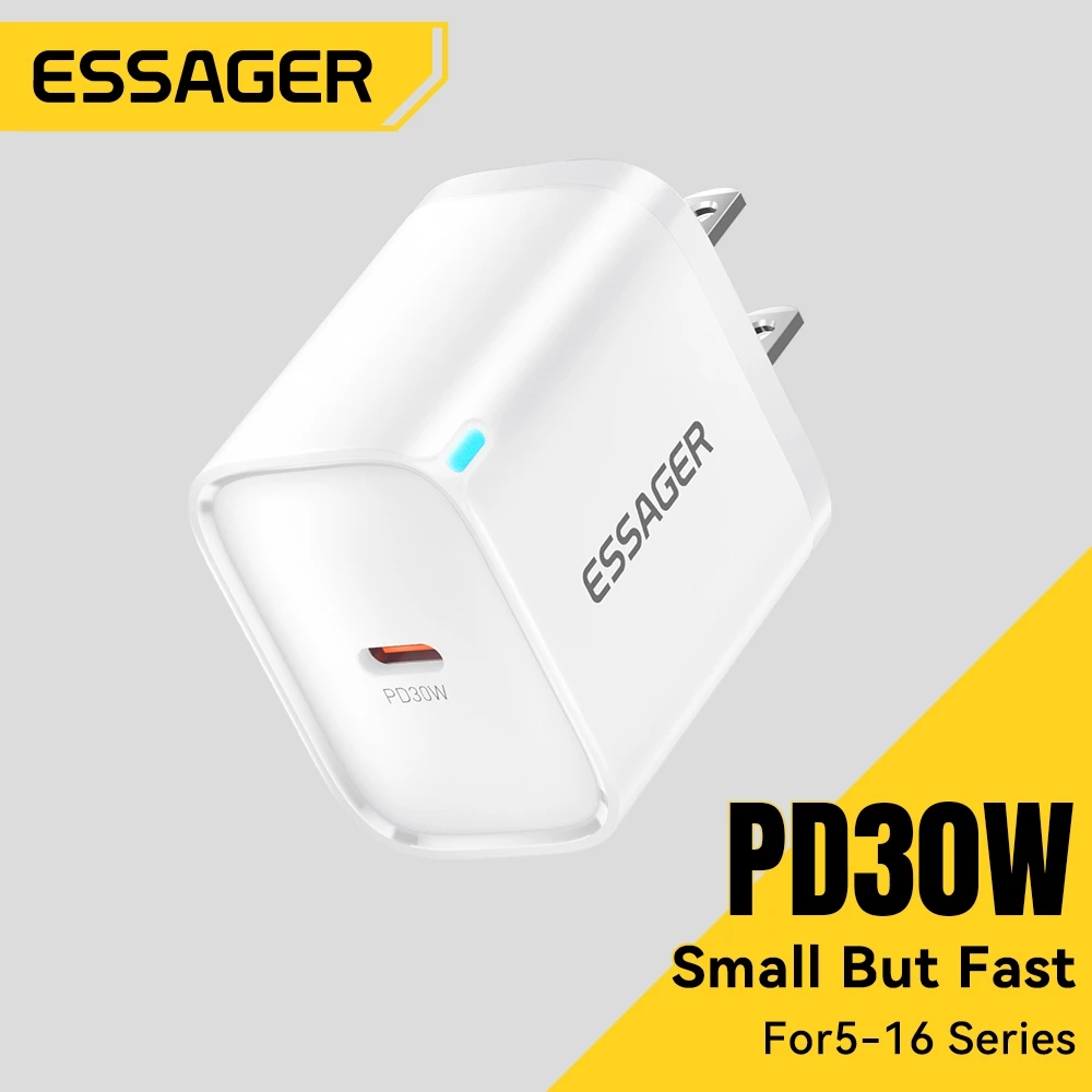 Essager 30W GaN USB Type C Charger PD Fast Charge โทรศัพท์ QC 3.0 Quick Chargers สําหรับ iP 16 15 14 13 Pro Max Mini iPd ชาร์จ