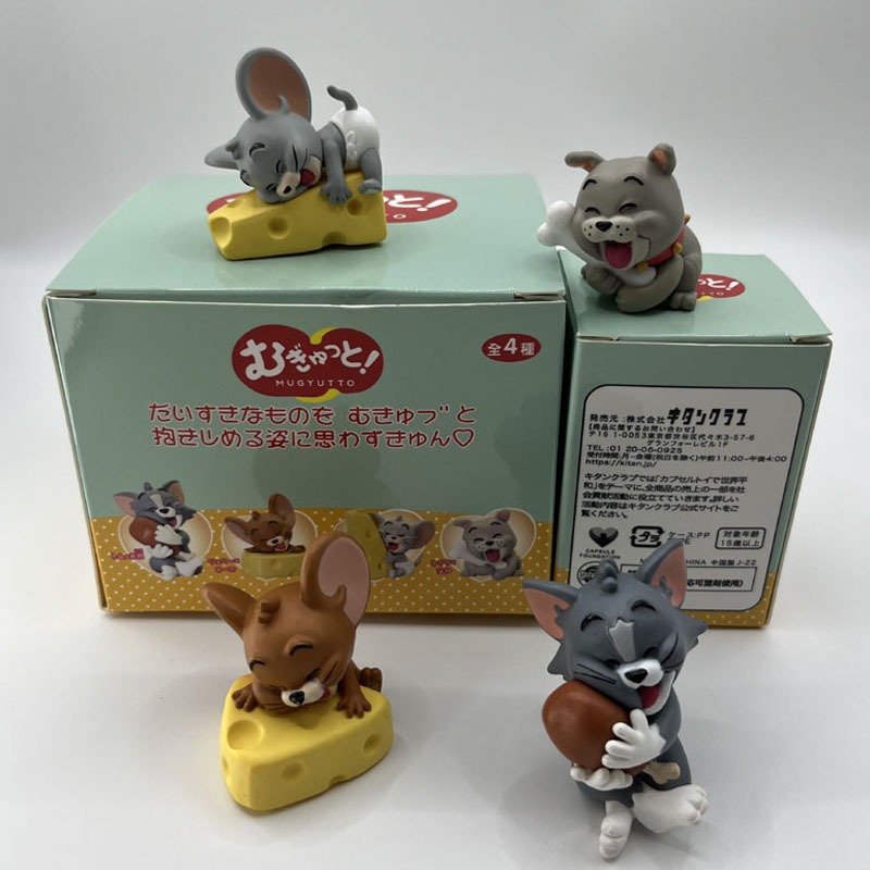 4 ชิ้น/เซ็ต 4-6 ซม.DIY อะนิเมะการ์ตูนแมวและเมาส์ Drumstick ชีสสุนัขรุ่น Q PVC Action Figure ของเล่นตุ๊กตาสําหรับเค้กตกแต่งบ้านตุ๊กตา