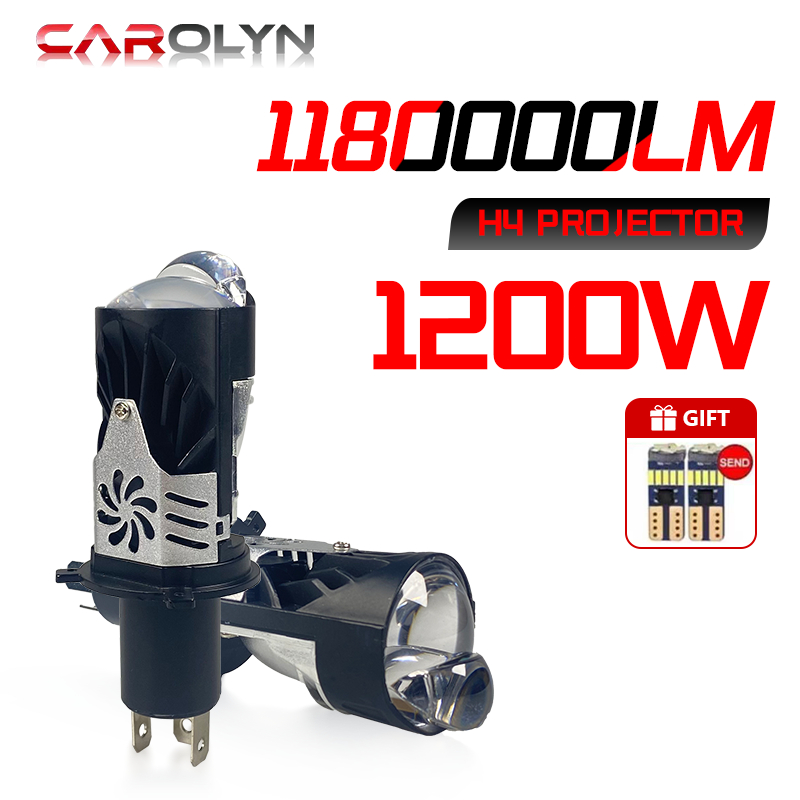 1180000LM H4 LED โปรเจคเตอร์ไฟหน้ารถรถจักรยานยนต์ Bi LED มินิเลนส์โปรเจคเตอร์ H4 Mini โปรเจคเตอร์เลน