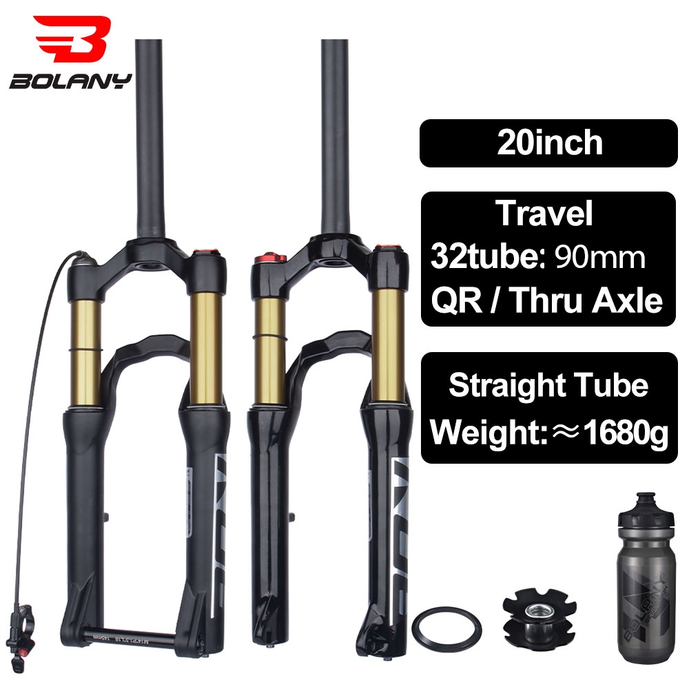 Bolany 20 นิ้วจักรยาน Air ส้อมด้านหลัง Corolla โครงสร้างออกแบบแมกนีเซียม MTB Air Suspension QR/Thru เพลาจักรยานส้อมด้านหน้า