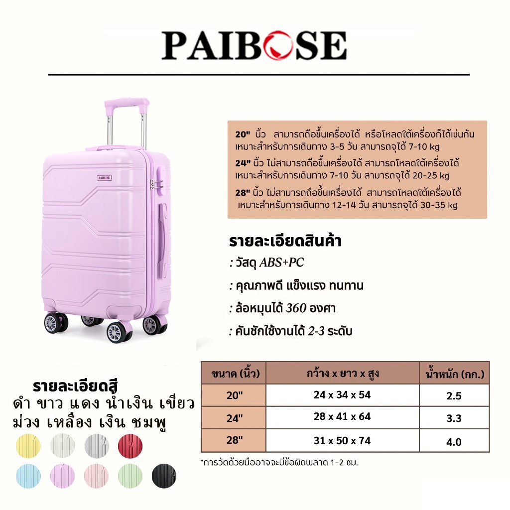 กระเป๋าเดินทาง 20 นิ้ว พร้อมล้อหมุน 360 องศา และล็อครหัสกันขโมย กระเป๋าเดินทางที่ต้องมีสําหรับเดินทางกลางแจ้ง