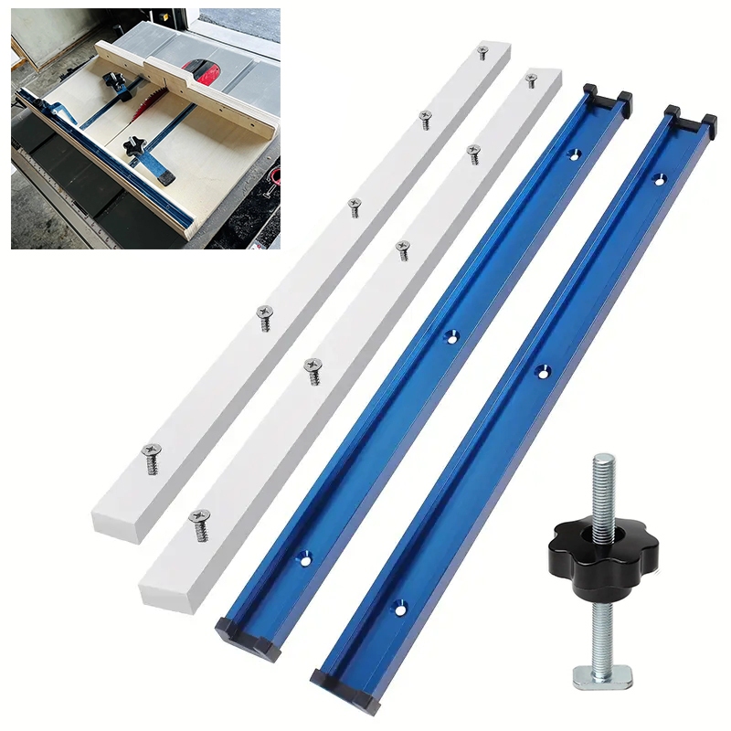 1Set Table Saw Sled Kit with 15" T Track, 17" Miter Bar, Knob, Bolt for DIY Table saw Crosscut Sled,