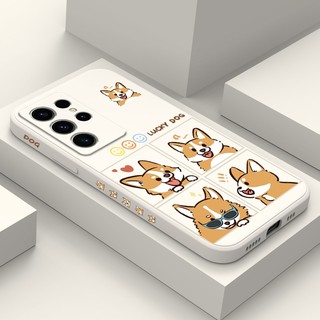 Silly Corgi เคสโทรศัพท์สําหรับ Samsung Galaxy S25 S24 S23 S22 FE Ultra Plus 5G ซิลิโคนเหลวด้านข้างรูปแบบฝาครอบ