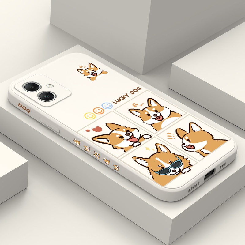 SAMSUNG Silly Corgiเคสโทรศัพท์สําหรับSamsung Galaxy A17 A07 A56 A36 A26 A16 A06 A15 A25 A35 A55 A05 A05S 4G 5Gซิลิโคนเหลวด้านข้างรูปแบบฝาครอบ