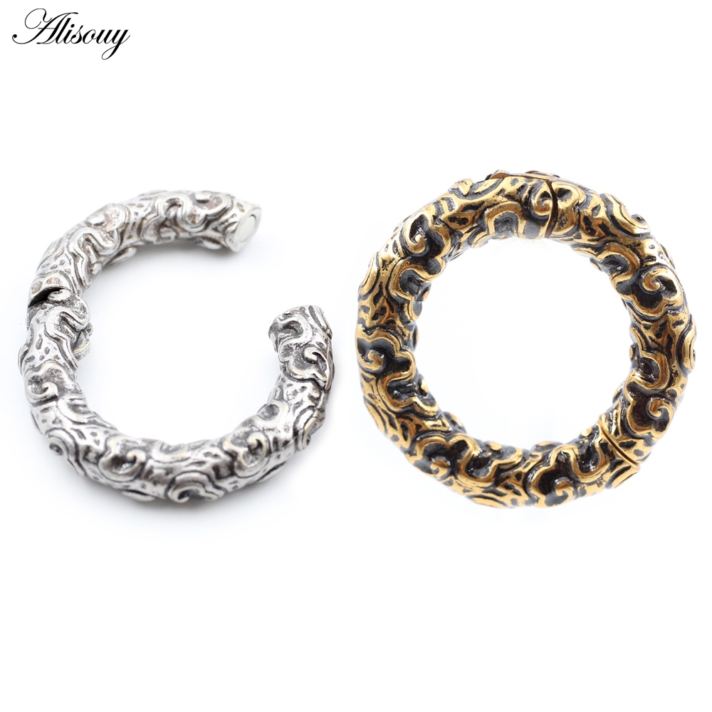 Alisouy 1PC ทองแดงไม่สม่ําเสมอรูปแบบรอบวงกลมบานพับหูน้ําหนัก Expander Stretcher Plug Gauges ต่างหู Body เจาะเครื่องประดับ