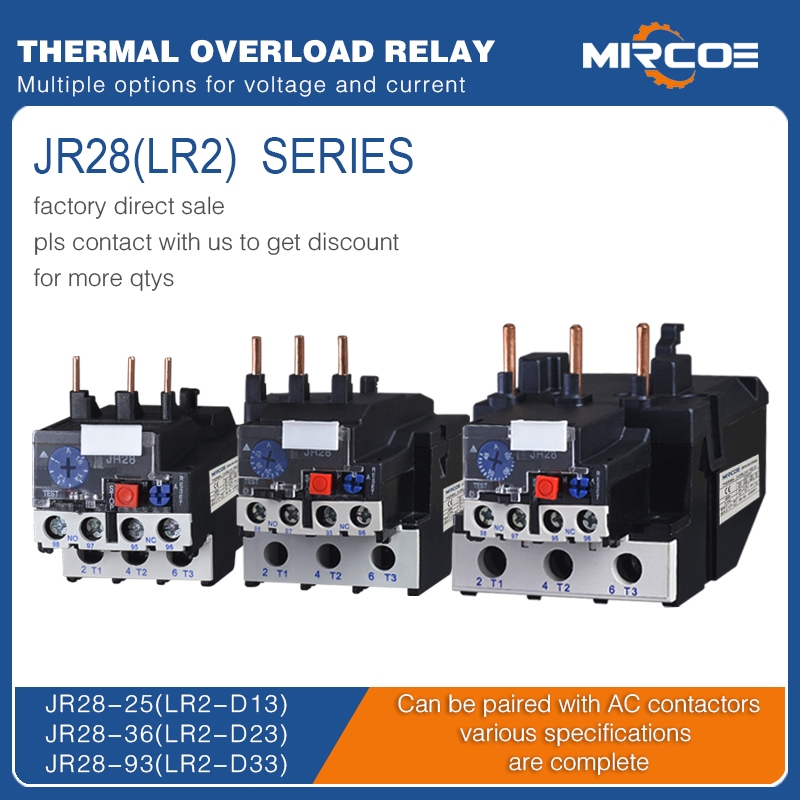 รีเลย์โอเวอร์โหลดความร้อน JR28(LR2-D) สําหรับคอนแทค AC CJX2(LC1-D) LR2-D13 LR2-D23 LR2-D33 1-93A