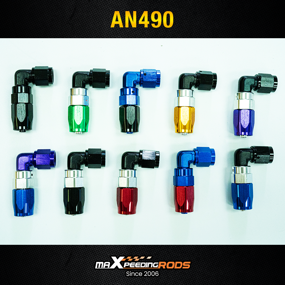 หัวฟิตติ้ง AN4 90 องศา ราคาถูก สีสวย งานเกรดอย่างดี หัวต่อสายของเหลว/สายน้ำมัน คุณภาพสูง สำหรับรถแต่งซิ่ง