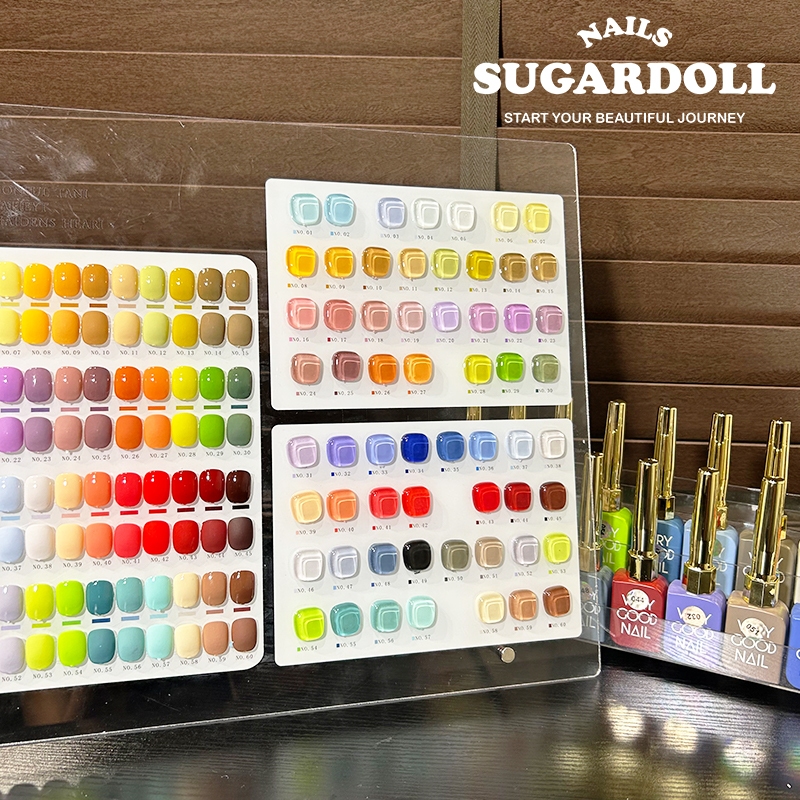 พร้อมส่งในBangkok very good60สี ฝาขวดยาวสีทอง สีเจล ยกเซต สีเจลสีพื้น เซตสีทาเล็บ เบส ท๊อป สีเจล