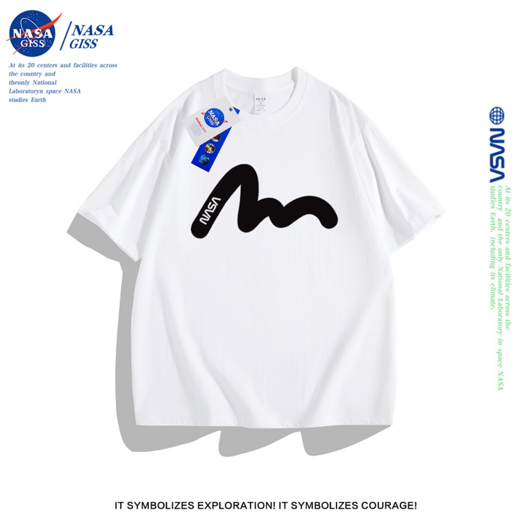 NASA เสื้อยืดแขนสั้น หญิงชาย สไตล์เกาหลี เสื้อ summer พิมพ์ลายNASALGG เสื้อยืด cotton ทรงหลวม คอกลม ระบายอากาศ
