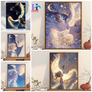 Hamlet【30*40ซม.】แมว/สาว/ระบายสีตามตัวเลข /วาดภาพ/ภาพวาดสีน้ำ…