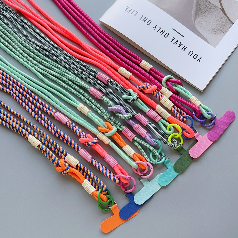 Colourful น่ารัก Knot โทรศัพท์ Lanyard สายคล้อง Universal กรณี Crossbody ไหล่การ์ดคอสายไฟคลิป Hang Anti-lost สายรัดข้อมือ