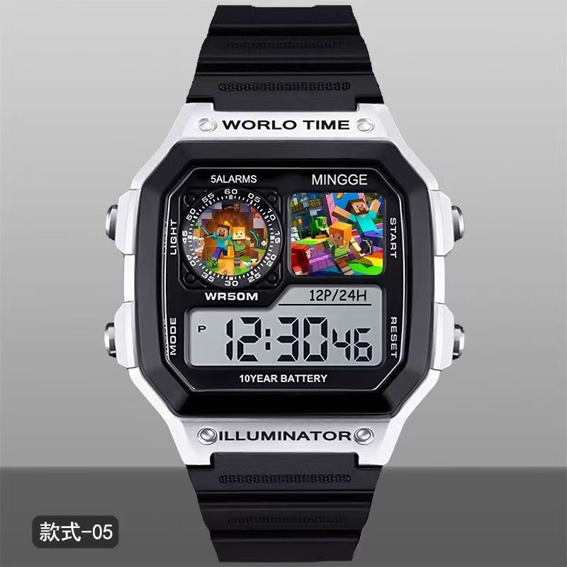 มายคราฟ แมค เกม สินค้า สตีฟ นักเรียนกีฬานาฬิกาอิเล็กทรอนิกส์นาฬิกาปลุกดิจิตอลกันน้ํานาฬิกาเงียบ นาฬิกาแปลกๆ นาฬิกากีฬา
