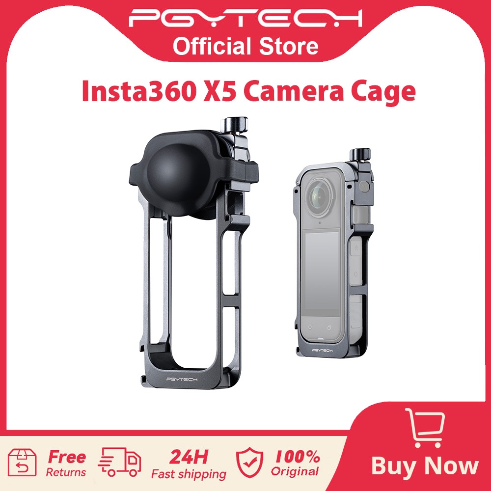 【ร้านค้าอย่างเป็นทางการ】PGYTECH Insta360 X5 กรงกล้อง --- เคสป้องกันอลูมิเนียมอัลลอยด์ทนทานพร้อมปุ่มปลดเร็ว 1/4 "เกลียวซิลิโคนฝาครอบเลนส์กรอบกล้องแอ็คชั่น