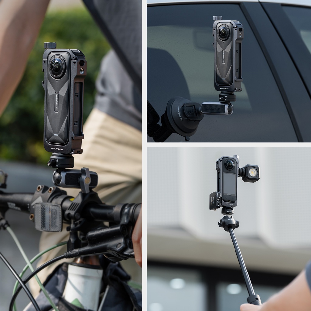 【ร้านค้าอย่างเป็นทางการ】PGYTECH Insta360 X5 กรงกล้อง --- เคสป้องกันอลูมิเนียมอัลลอยด์ทนทานพร้อมปุ่มปลดเร็ว 1/4 "เกลียวซิลิโคนฝาครอบเลนส์กรอบกล้องแอ็คชั่น