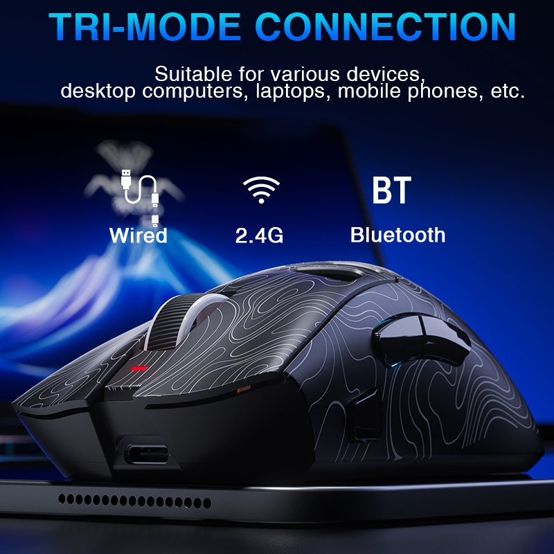 AULA SC620 เมาส์ไร้สาย Hollow Out การออกแบบน้ําหนักเบา Tri-Mode 12000 DPI PAW3311 ปุ่มไฟเกมสํานักงานเมาส์