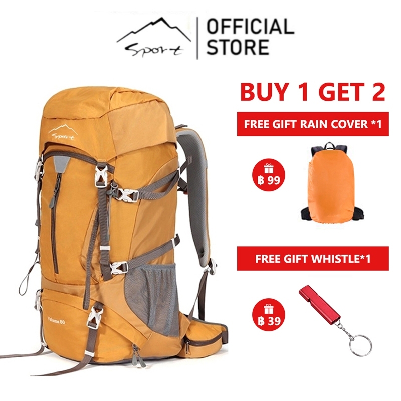 SPORT 50L กระเป๋าปีนเขากลางแจ้งความจุขนาดใหญ่เดินป่าเดินทางกระเป๋าเป้สะพายหลังกันน้ํา