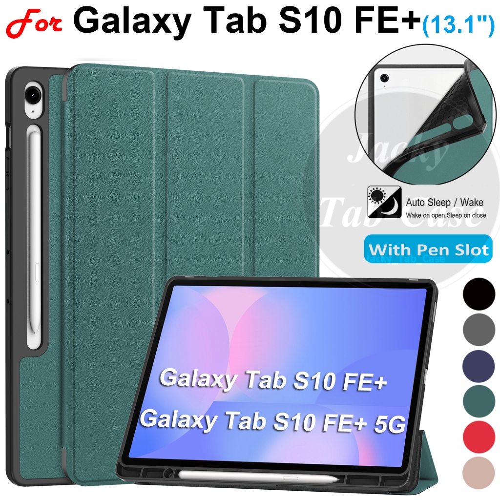 สําหรับ SAMSUNG Galaxy Tab S10 FE+ (S10 FE Plus) 13.1" 2025 ขาตั้งปากกา Wi-Fi SM-X620 5G SM-X626 คุณภาพสูง Soft TPU หนัง PU ฝาครอบ