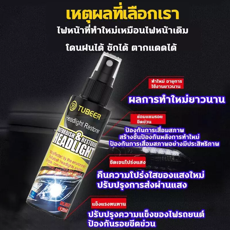 ซ่อมไฟเหลืองใน1วินาที ขัดไฟหน้ารถยนต์ นำเข้าจากเยอรมัน น้ำยา ขัดไฟหน้ารถ ไม่ต้องถอดประกอบ น้ำยาเช็ด รถ thumbnail 6