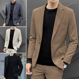 เสื้อสูทผู้ชาย 2025 เวอร์ชั่นเกาหลีแฟชั่นสีน้ําตาลธุรกิจ ทัก…