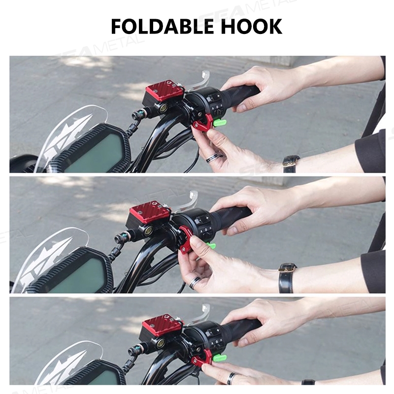 SEAMETAL ตะขอเเขวนของติดแฮนด์บาร์ สำหรับมอเตอร์ไซด์ ตะขอแขวนหมวกกันน๊อค วัสดุอลูมิเนียม ทนทาน - รูปที่ 5