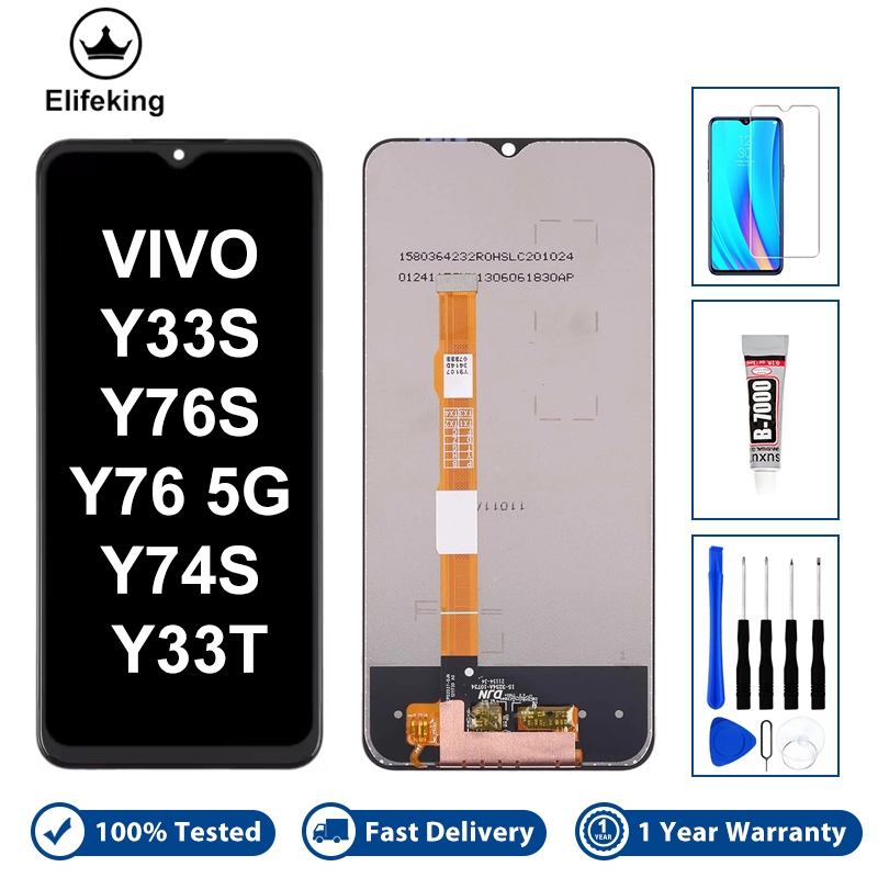 IPS LCD สําหรับ VIVO Y33S Y76S Y76 5G Y74S Y33T จอแสดงผล Touch Screen Assembly ฟรีซ่อมเครื่องมือ