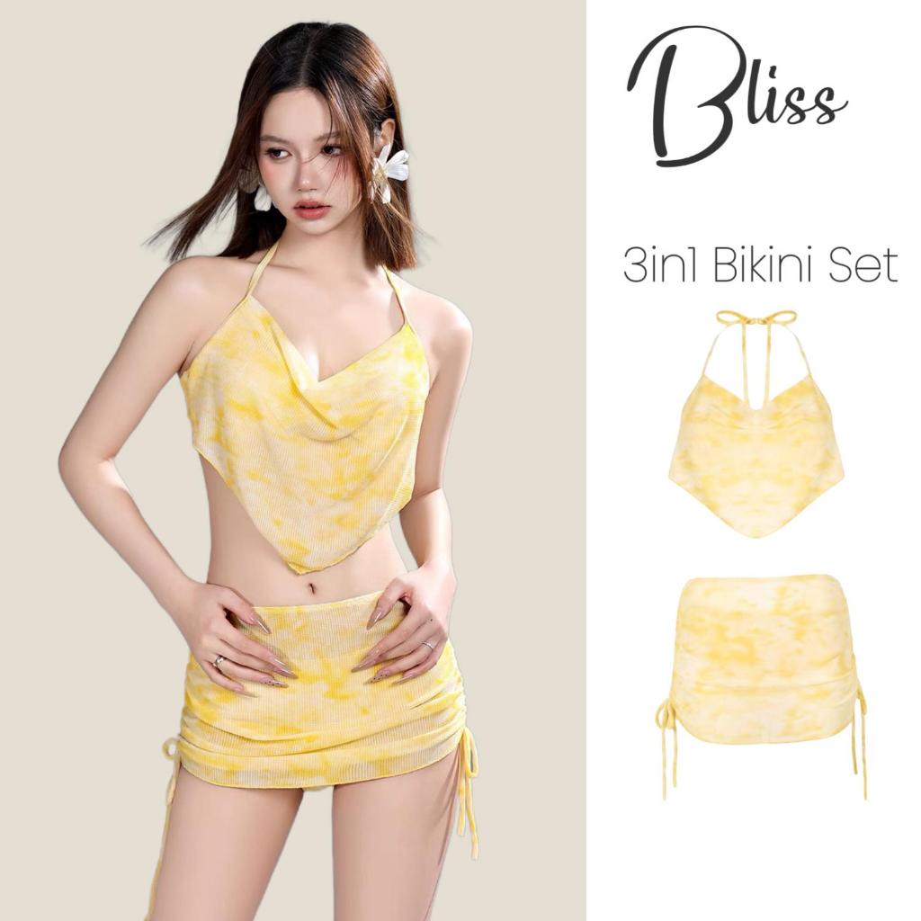 BLISS Lumi ชุดบิกินี่ Halter แบบ 3-in-1 พร้อมกระโปรง สามารถสวมใส่ได้หลายสไตล์ ขนาดฟิตพอดี มีให้เลือก 2 สี