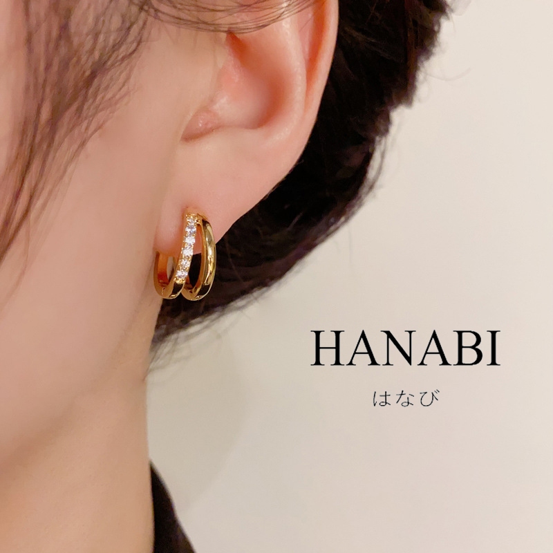 HANABI Zircon Cubic Wedding ต่างหูสําหรับผู้หญิง, Gold Hypoallergenic Hoop ต่างหูสําหรับผู้หญิง