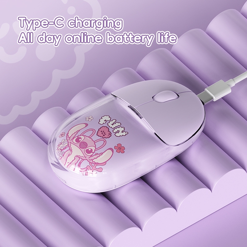 เมาส์ไร้สาย Disney QS-MS05 เงียบและชาร์จการเชื่อมต่อที่มั่นคง Sweatproof สบายมือรู้สึกลายน่ารัก 2.4G Bluetooth Link