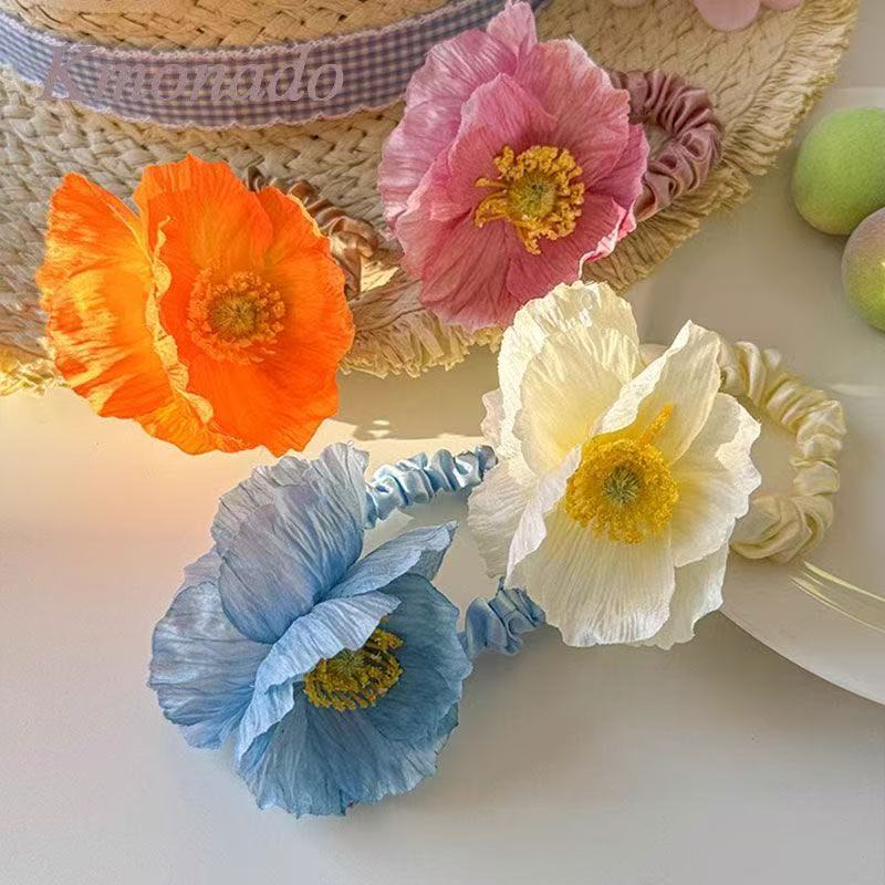 Poppy Flower Scrunchie ผ้ามัดผม Egg Flower Hairband รูปที่ 2