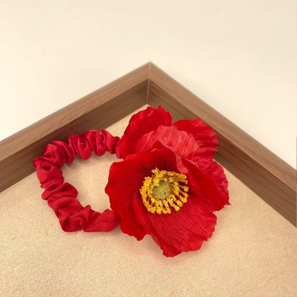 Poppy Flower Scrunchie ผ้ามัดผม Egg Flower Hairband รูปที่ 6