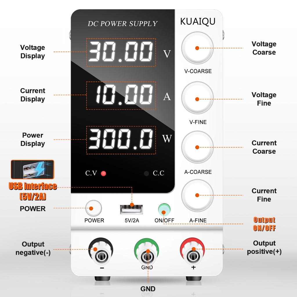 KUAIQU แหล่งจ่ายไฟ DC แบบปรับได้ 30V 10A 60V 5A Lab Bench แหล่งพลังงานเสถียรแหล่งจ่ายไฟสวิตช์ตัวควบคุมแรงดันไฟฟ้า ราคา ถูกที่สุด ดีลบีเคเค แกลเลอรีภาพที่ 4
