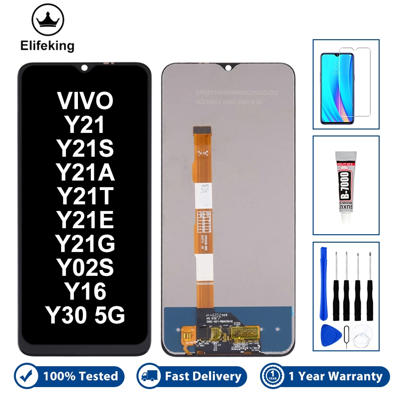 6.51 หน้าจอสําหรับ VIVO Y21 Y21s Y21a Y21t Y21e Y21G Y02s Y16 Y30 5G จอแสดงผล LCD Touch Panel Digiti