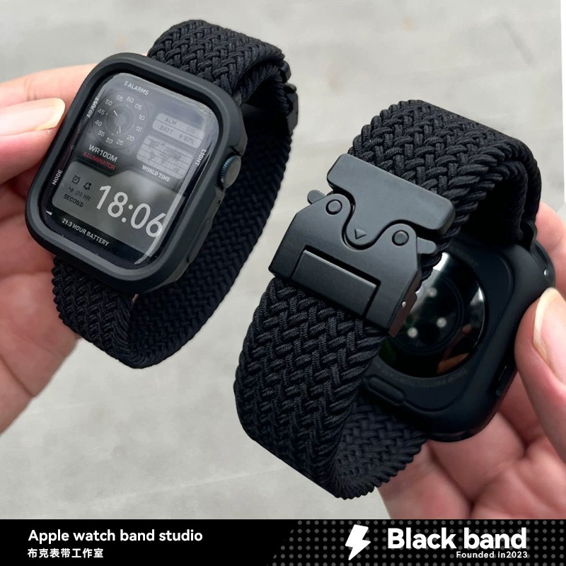 ใหม่หัวเข็มขัดร่มชูชีพไนลอนทอสําหรับ applewatch series 10 s9 s8 7 6 5 4 3 2 1 SE2 ULTRA T900 T800 เปลี่ยนสร้อยข้อมือสําหรับ iwatch 49 มม.46 45 44 42 41 40 38