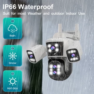 LLSEE 16MP 8K 4 เลนส์ซูมออปติคอล 10 เท่ากล้องวงจรปิดไร้สาย WIFI PTZ กล้องรักษาความปลอดภัย 360 กันน้ำกลางแจ้ง IPC66