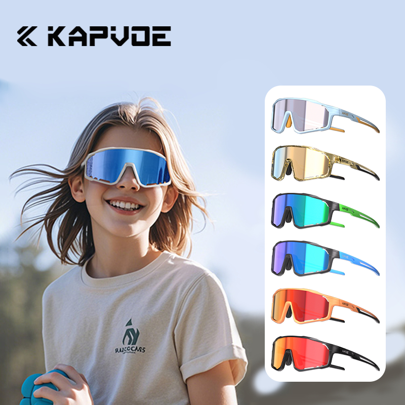 Kapvoe เด็กขี่จักรยานแว่นตาสาวขี่จักรยานแว่นตากันแดด Camping จักรยานแว่นตา UV400 เด็กจักรยานแว่นตากลางแจ้งเด็กกีฬาแว่นตา