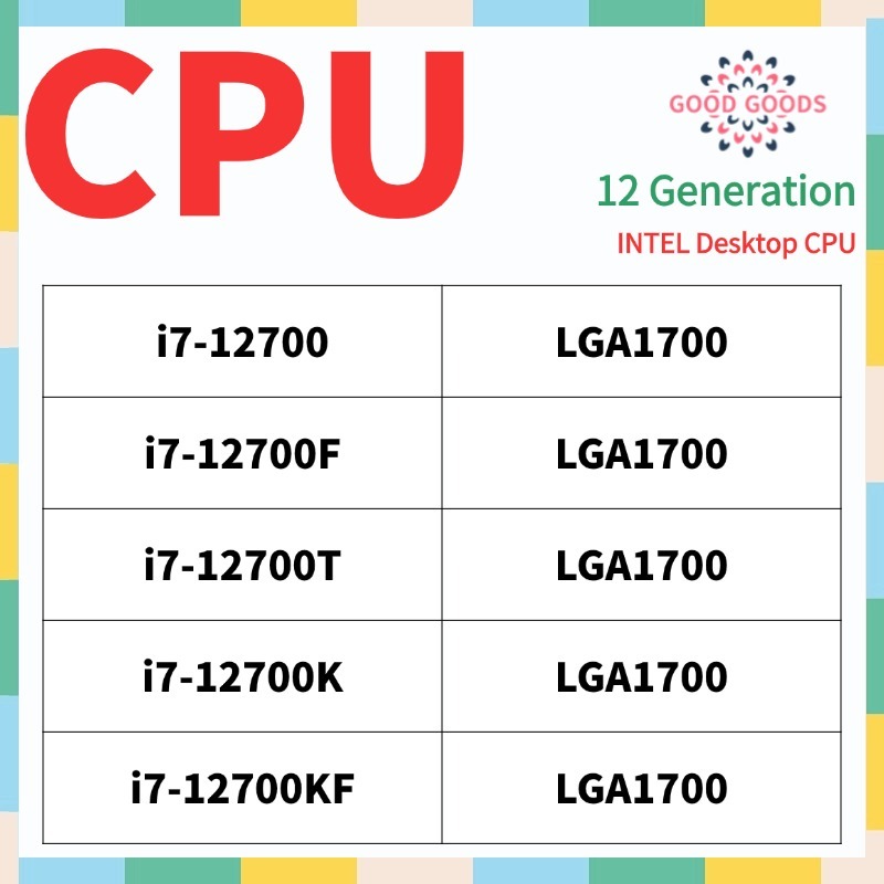 I7-12700 i7-12700F i7-12700T i7-12700K i7-12700KF 12th generation INTEL Core Desktop CPU LGA1700