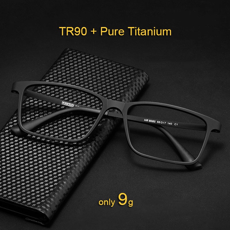 Ultralight Super ยืดหยุ่นวัดแฟชั่นพลาสติกไทเทเนียม TR90 กรอบแว่นตาสแควร์ผู้ชาย HR8085