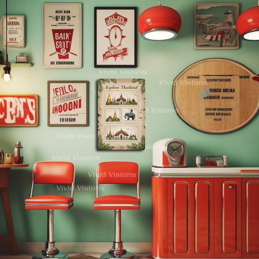 ภาพเขียนตกแต่งรถสามล้อไทย ภาพเขียนเหล็กเชิงวัฒนธรรมดั้งเดิม จิตรกรรมฝาผนังองค์ประกอบการท่องเที่ยวประเทศไทย ภาพวาดไร้กรอบของที่ระลึก - รูปที่ 3