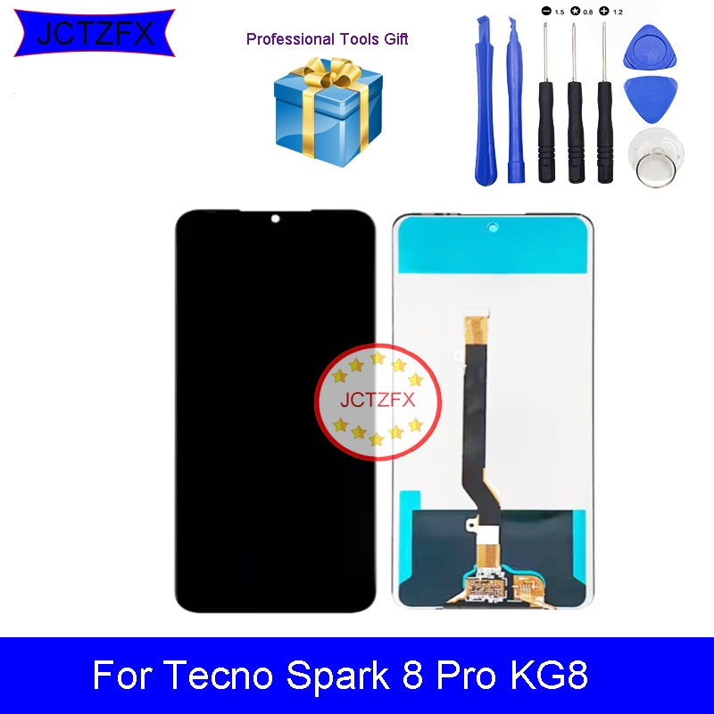 หน้าจอสัมผัส LCD สําหรับ Tecno Spark 8 Pro KG8 ด้านหน้า LCD 6.8 นิ้วอะไหล่